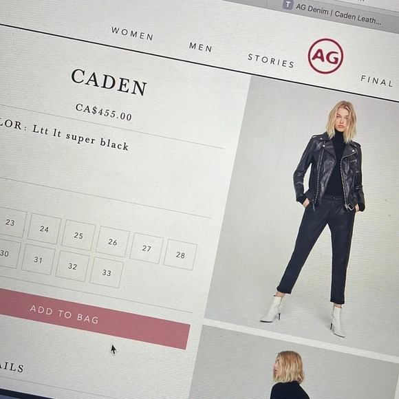 AG The Caden Tailored Trouser Leatherette Coated  Black Pants - Picture 5 of 5